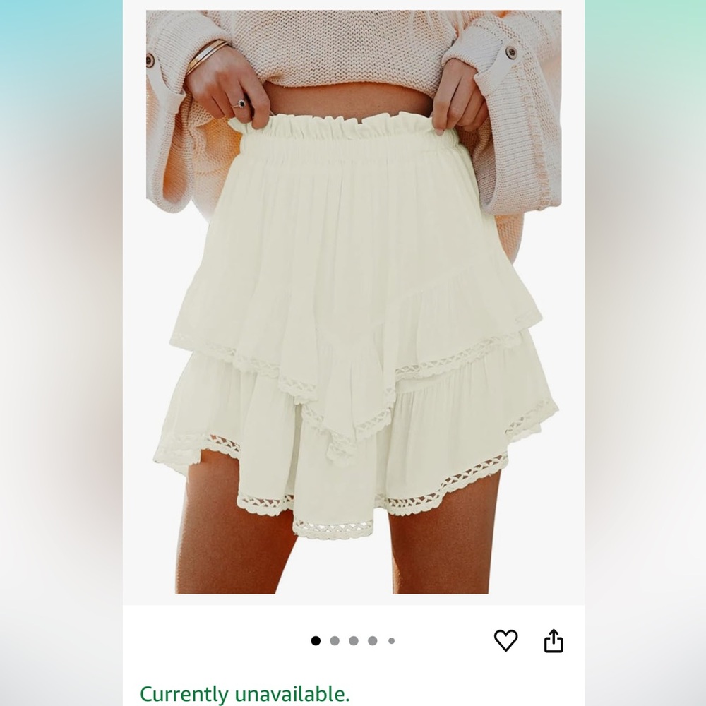 Women's Cream Ruffle Skort
